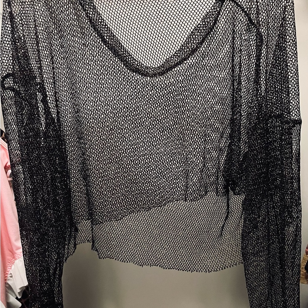 Chic Black Mesh Crop Top